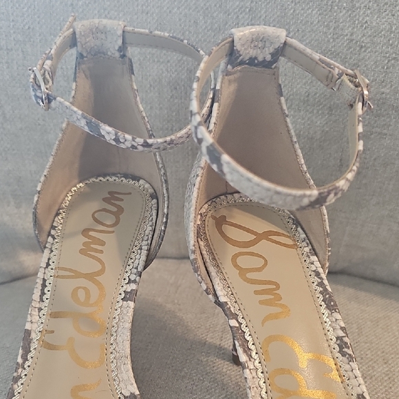 Sam Edelman Snakeskin Patterned  Ankle Strap Heels EUC - Picture 3 of 9